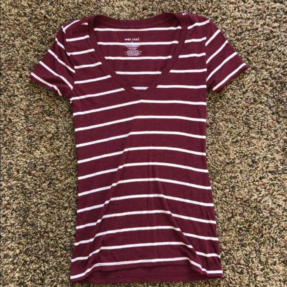 Striped V neck